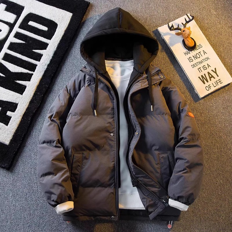 仓树一石排骨羽绒棉服男士冬季假两件连帽潮牌加厚保暖情侣装外套