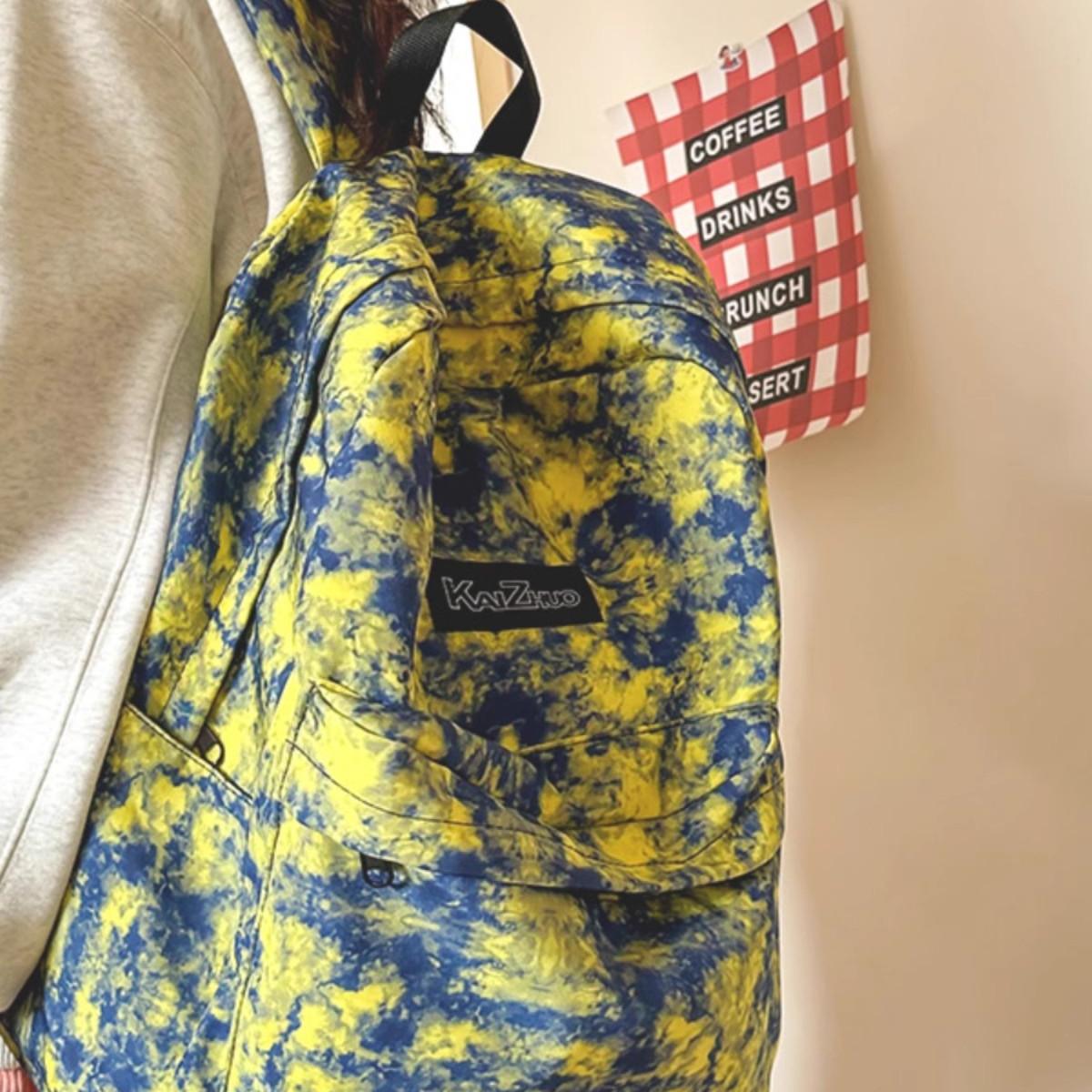 法国Fad Sincgo2024新款简约扎染书包女大学生旅行大容量双肩包