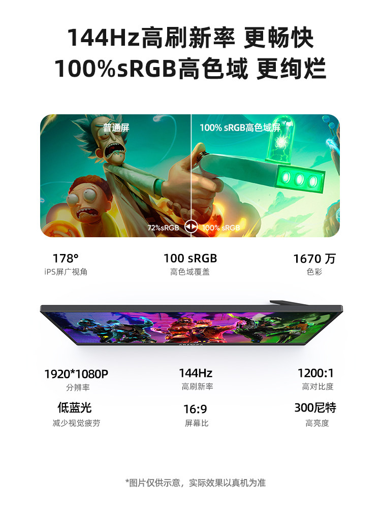 ARZOPA 휴대용 디스플레이 16.1인치 컴퓨터 노트북 확장 화면 144HZ 고색 영역 스위치