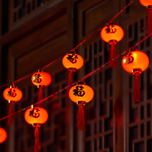 太阳能小红灯笼福字灯笼新年新款庭院春节装饰挂件过年气氛布置蛇