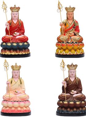 寺庙红衣地藏王佛像 地藏菩萨古彩神像 树脂供奉九华山地藏王摆件