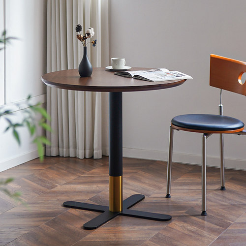 HACOSN北欧实木圆形餐桌洽谈桌子