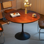 郁金香圆桌餐桌轻奢现代简约家用小户型实木桌子洽谈桌休闲 咖啡