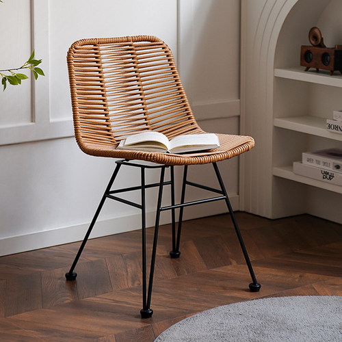 户外仿藤编椅铁艺餐椅家用靠背椅子商用个性餐厅椅室外阳台休闲椅