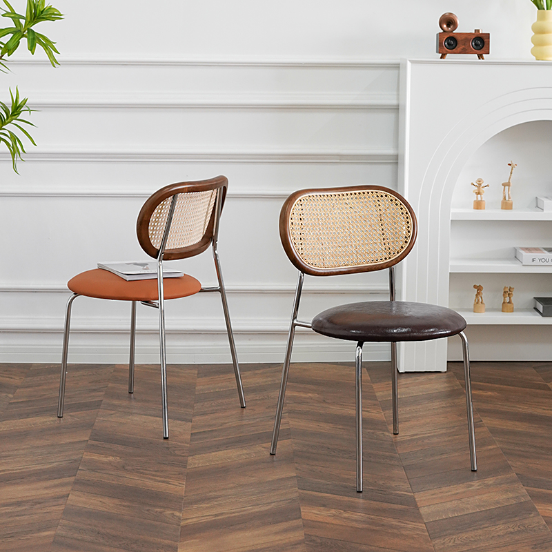 HACOSN北欧实木藤编餐椅休闲椅