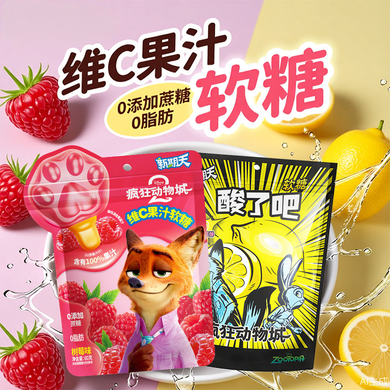 新期天酸了吧巨好吃的网红零食儿童休闲糖果学生疯狂动物城软糖