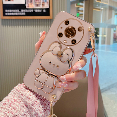 电镀斜挎式手机壳带支架