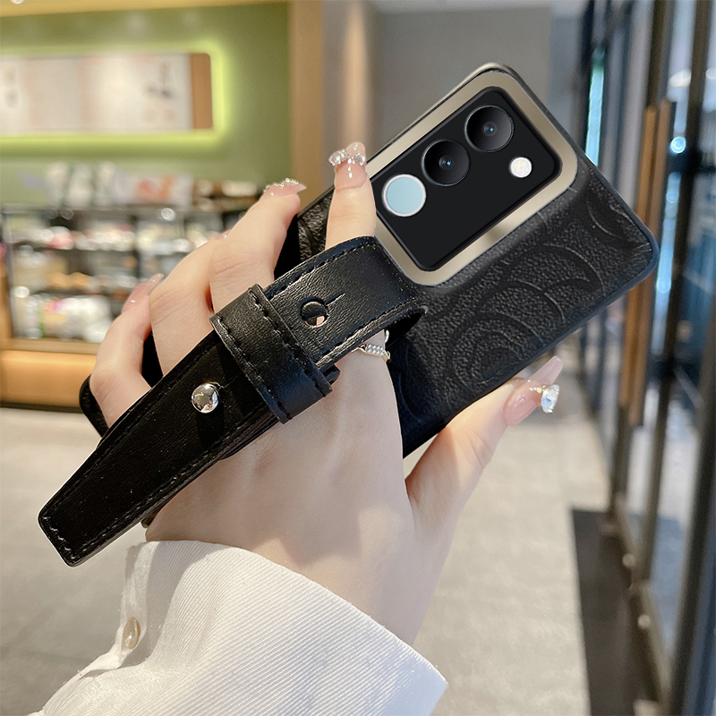 山茶花皮纹手腕带支架手机壳潮牌