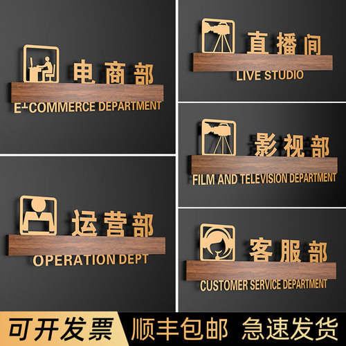 电商公司运营部门办公室门牌定制