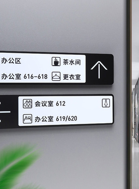 高档写字楼门牌索引牌带箭头指示牌酒店楼层标识牌房号指引牌办公室洗手间方向引导牌亚克力导视牌指路牌定制