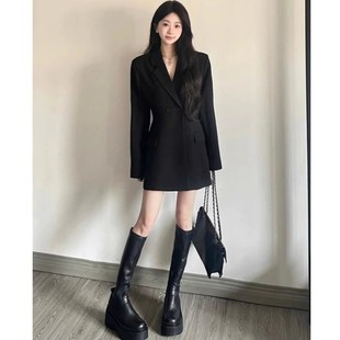 设计感修身 黑色收腰显瘦西装 韩版 新款 休闲气质西服 外套女2025秋季