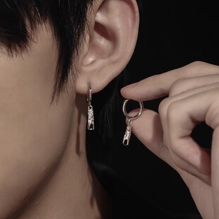 星条耳环男钛钢轻奢小众设计高级感养耳耳钉2025新款 独特耳坠 爆款