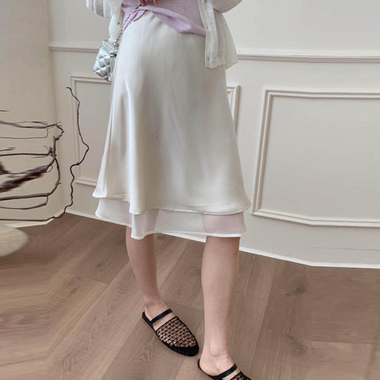 醋酸缎面半身裙女春夏高