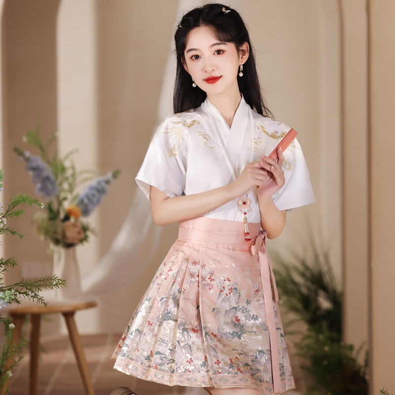 高级感粉色织金缎面新中式马面裙女春夏国风子a字百褶,女装/女士精品,汉服半身裙,淘宝优惠券,粉丝福利购,淘宝优惠卷