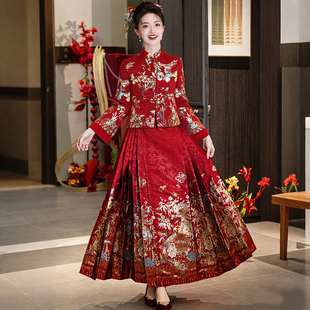 新中式敬酒服2025新款红色马面裙婚服套装订婚结婚拜年服小个子冬