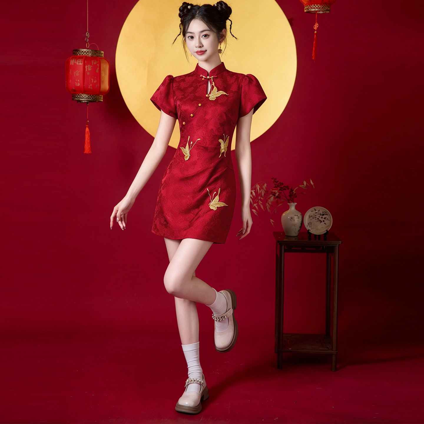 红色旗袍2026新款小个子敬酒服