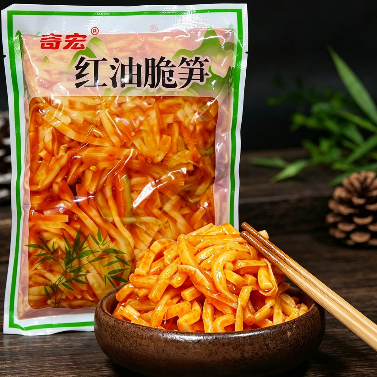 红油脆笋微辣脆笋竹笋丝开袋即食麻辣休闲零食凉拌下饭菜脆爽咸菜