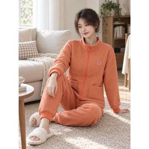 维多利亞睡衣女春秋加厚纯棉空气棉夹层休闲可外穿高级感家居服