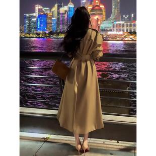 新款 收腰风衣外套女小个子秋冬季 翻领上衣 Road卡其色长款 Native