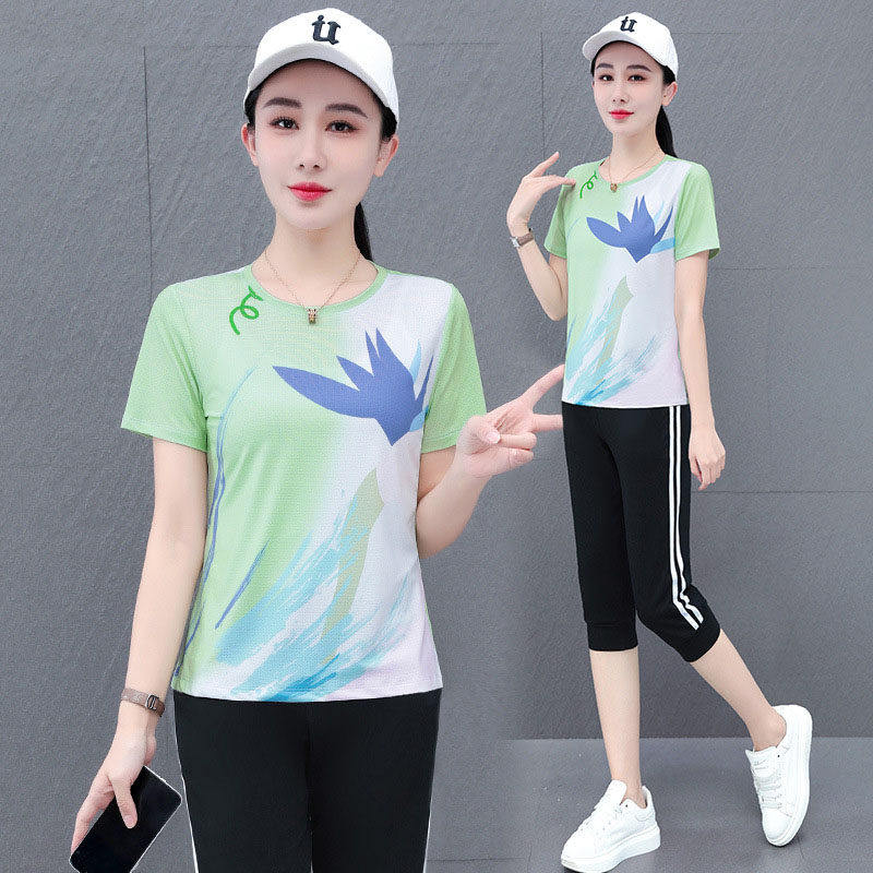 德国速干短裤运动套装女夏装新款韩版短袖冰丝跑步休闲服两件套