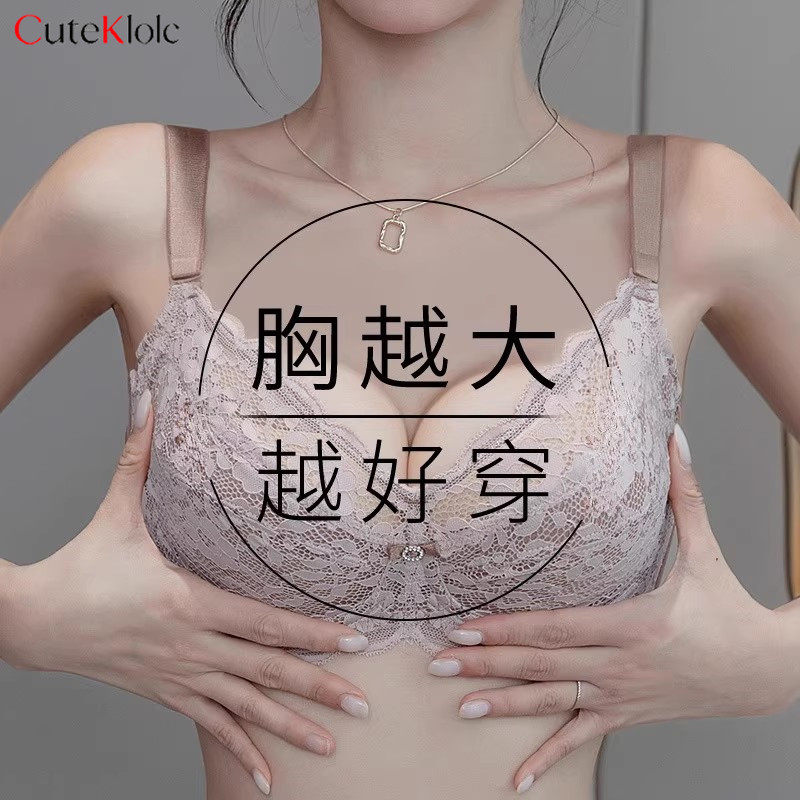 维多利亞大胸显小胸内衣女款2026新款聚拢防下垂性感蕾丝薄款文胸