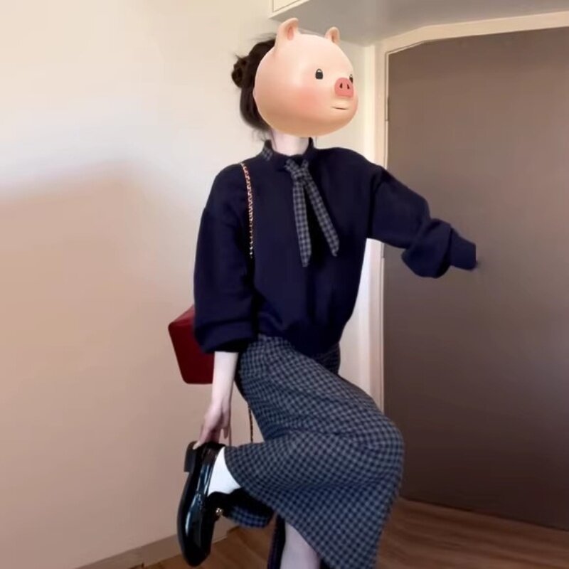 英国DHWA小香风高级感针织毛衣套装裙女春秋气质轻奢女装时尚套装