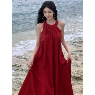 夏季 英国nextroad联名挂脖吊带连衣裙女款 绝美礼服海边度假长裙子