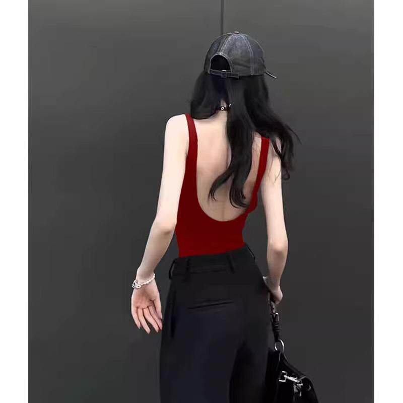 【维多利亞victorai】红色露背u型美背文胸一体带胸垫吊带背心女