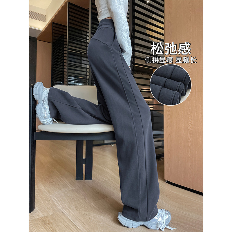 米兰风MDCW灰色窄版运动裤女秋季2025新款高腰显瘦休闲香蕉卫裤子