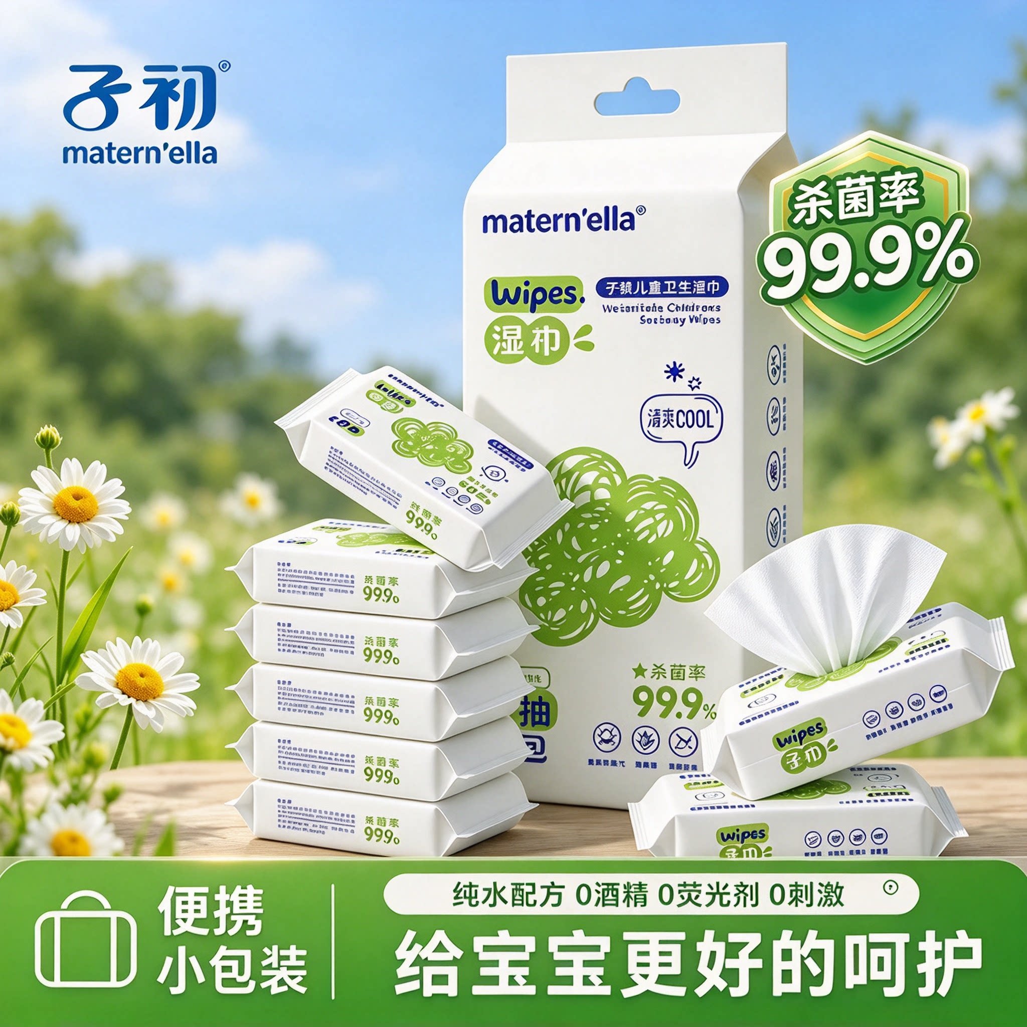 子初婴幼儿湿巾小包随身装手口专用擦屁屁儿童上学旅游便携湿纸巾