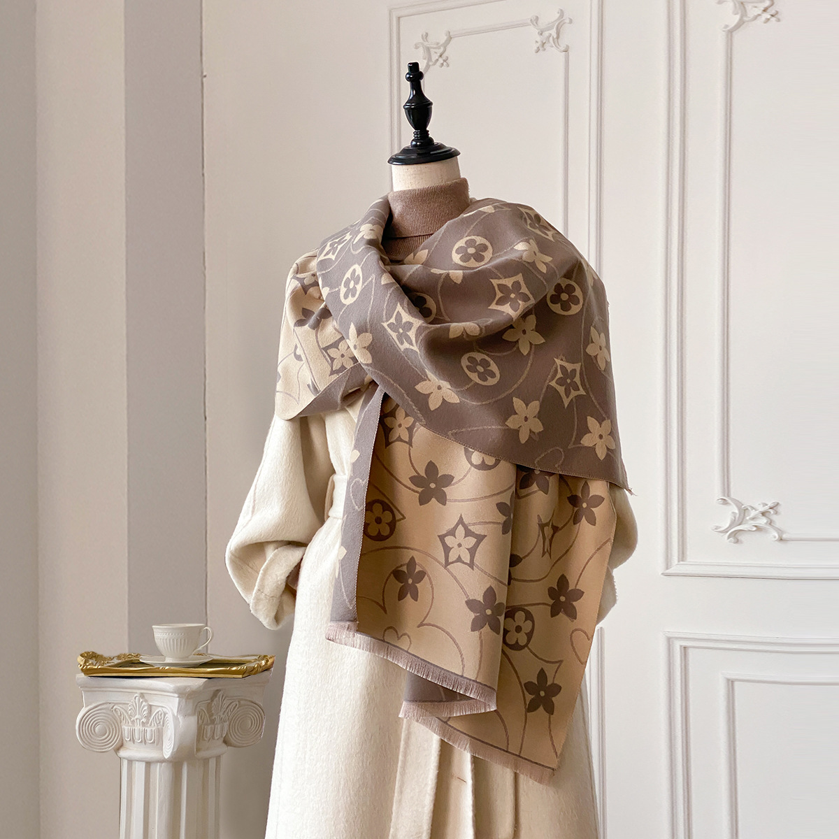 韩版五角星仿羊绒围巾保暖披肩