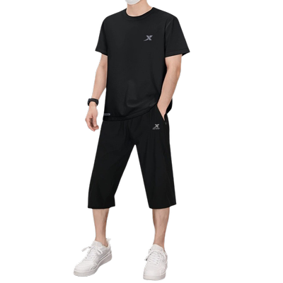 特步健身速干男运动套装