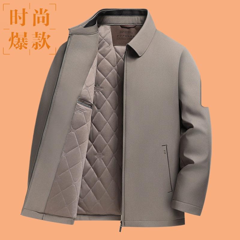 冬季男式翻领棉衣外套中年含薄款