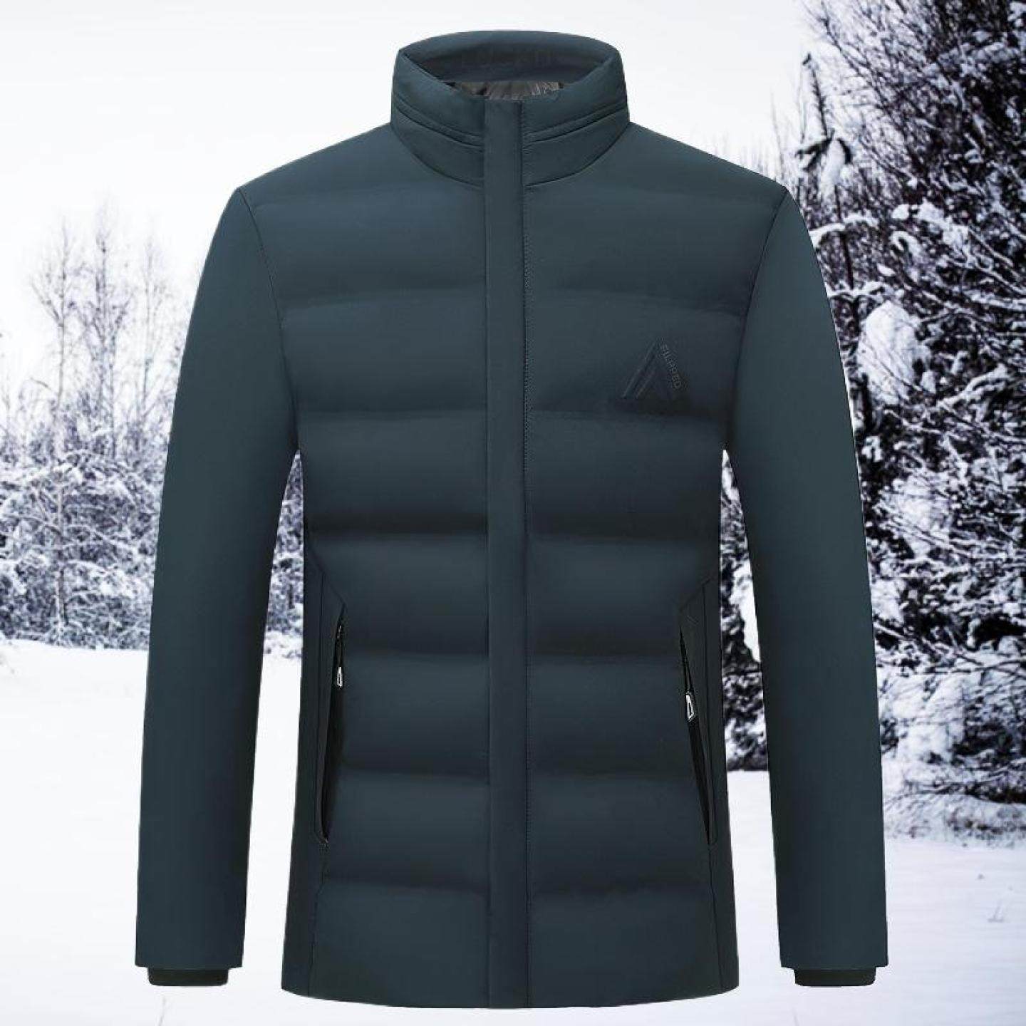 冬季2025加厚男休闲装保暖外套羽绒棉男士服棉衣中年爸爸立领