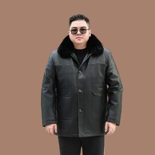 带码男士冬季皮衣男士加大秋商务外套加绒保暖服时尚棉衣毛领皮棉