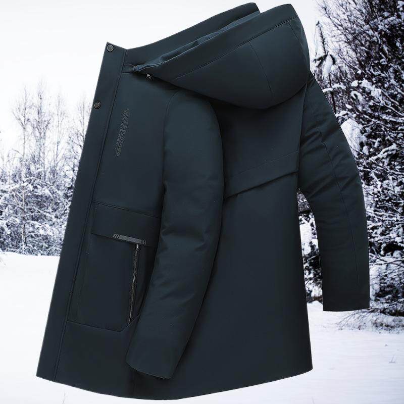 加厚中年羽绒冬季保暖男士冬装中长款外套爸爸中老年棉衣棉服棉袄