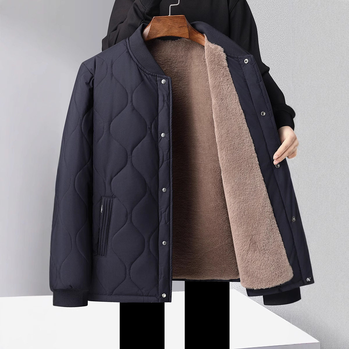 爸爸中年加厚男士外套秋夹克棉袄爆款装冬装冬季加绒秋保暖老人