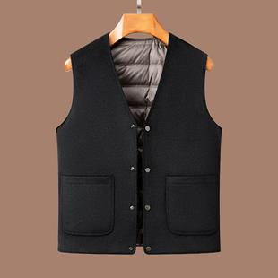 内搭保暖心羽绒服简约外套毛呢马甲装秋爸爸背中年外穿男款冬季