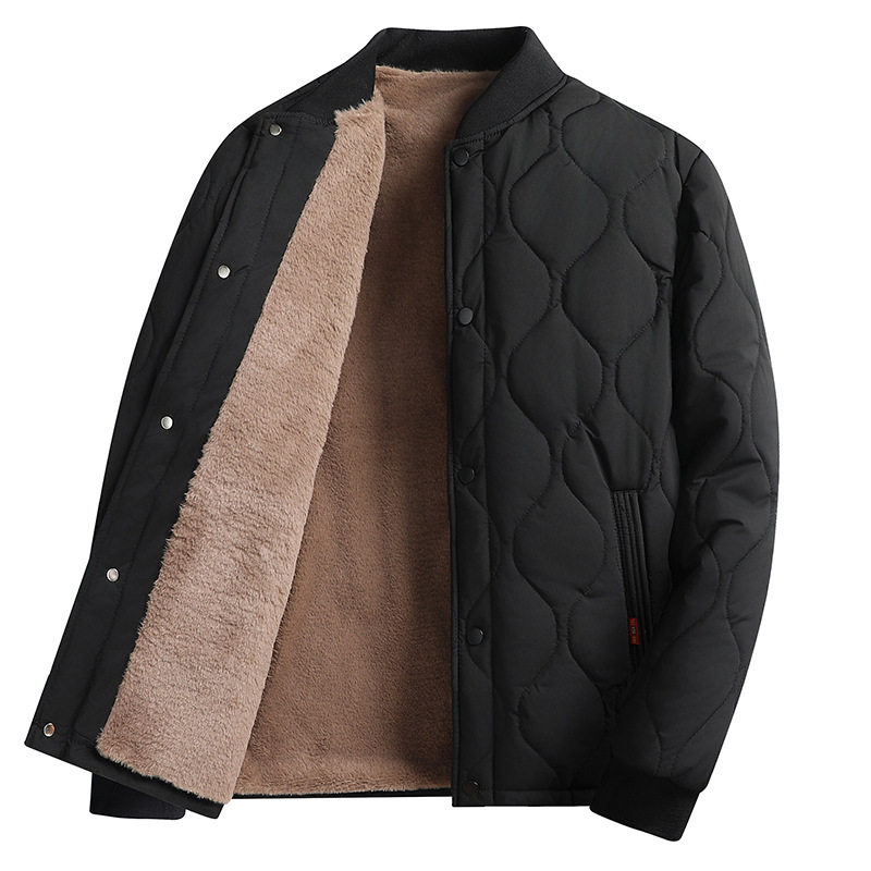 中年秋冬季加绒爸爸冬装夹克外套抖男士老人音加厚爆款保暖棉袄