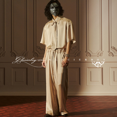 GLB|香槟色醋酸领带短袖套装