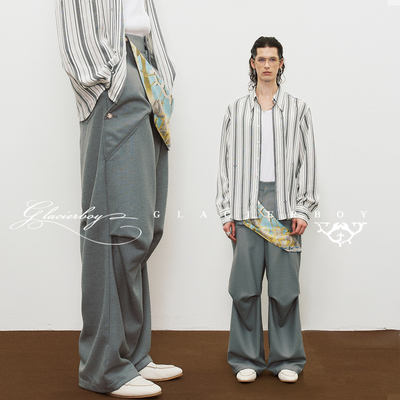 80%羊毛翻面丝巾褶皱宽松休闲裤