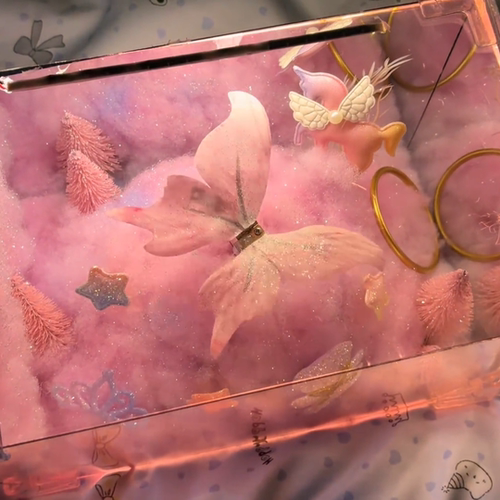 星河梦幻粉色机械蝴蝶DIY魔方小夜灯送女友生日节日情人节礼物