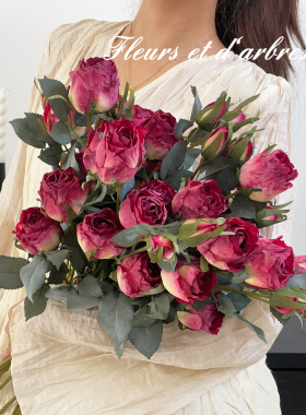 高级感法式仿真花假花干枯玫瑰花束轻奢花卉套装焦边复古餐桌摆花