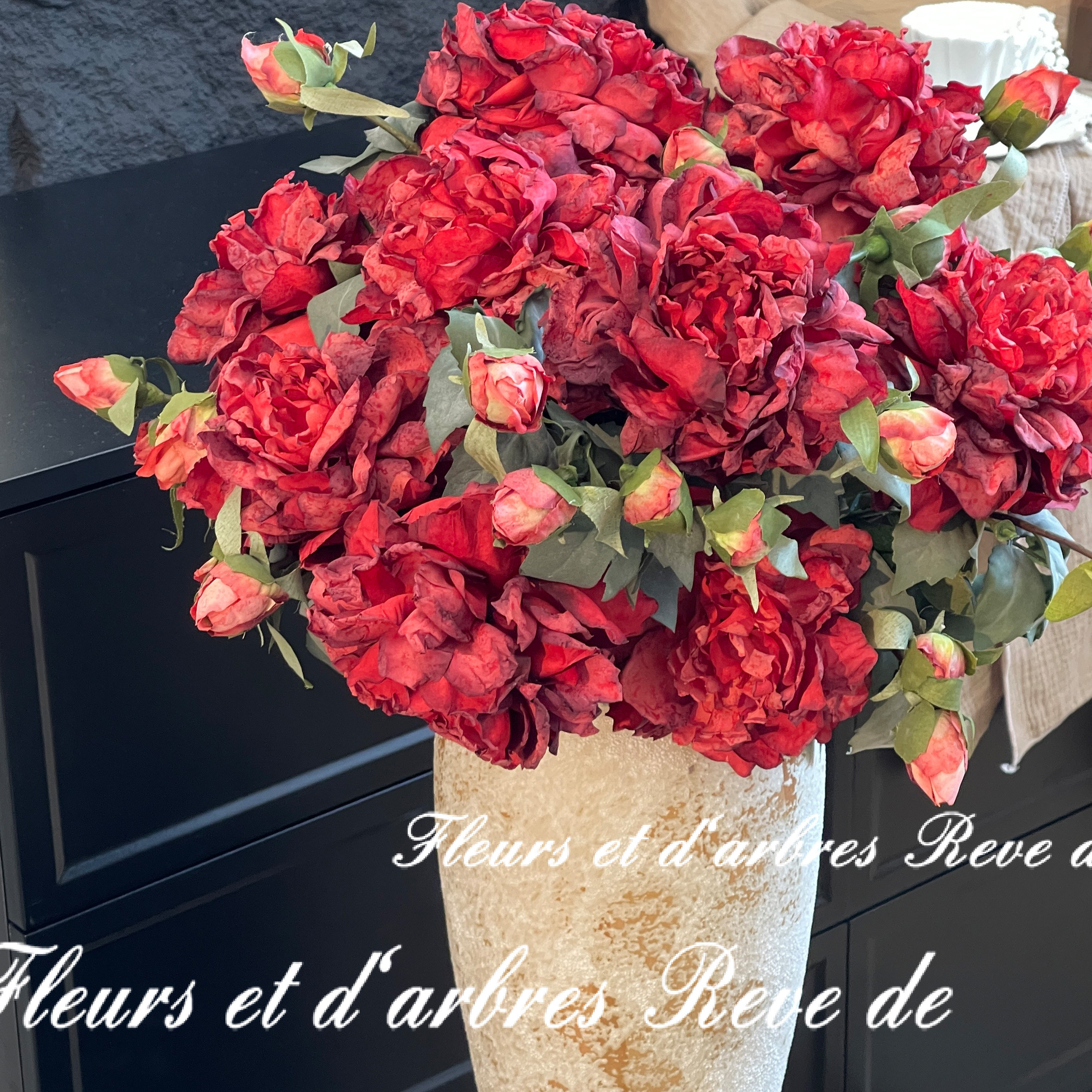 芙蓉牡丹仿真花年味摆件