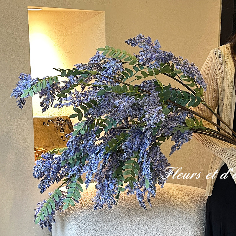高级感奶油槐蕊仿真花摆设