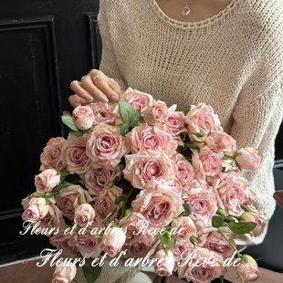 爆款高端玫瑰手捧花束餐桌花假花绢布轻奢高端假花仿真花摆设花材