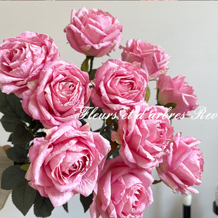 希腊玫瑰仿真花假花焦边干花婚礼订婚花客厅餐桌柜花束摆件手捧花