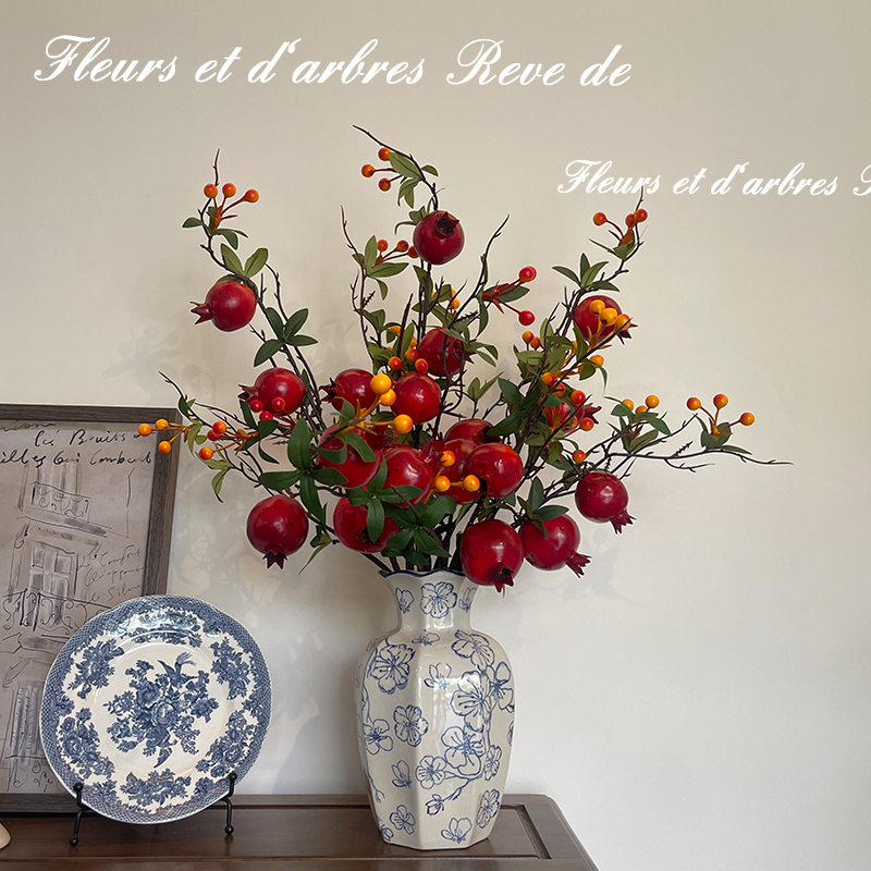 年宵花冬青果石榴仿真花假花花束