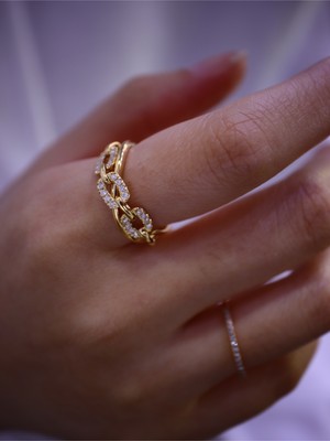 18k铠甲环环相扣软链条钻石戒指指环金镶嵌珠宝检测证书女款时尚