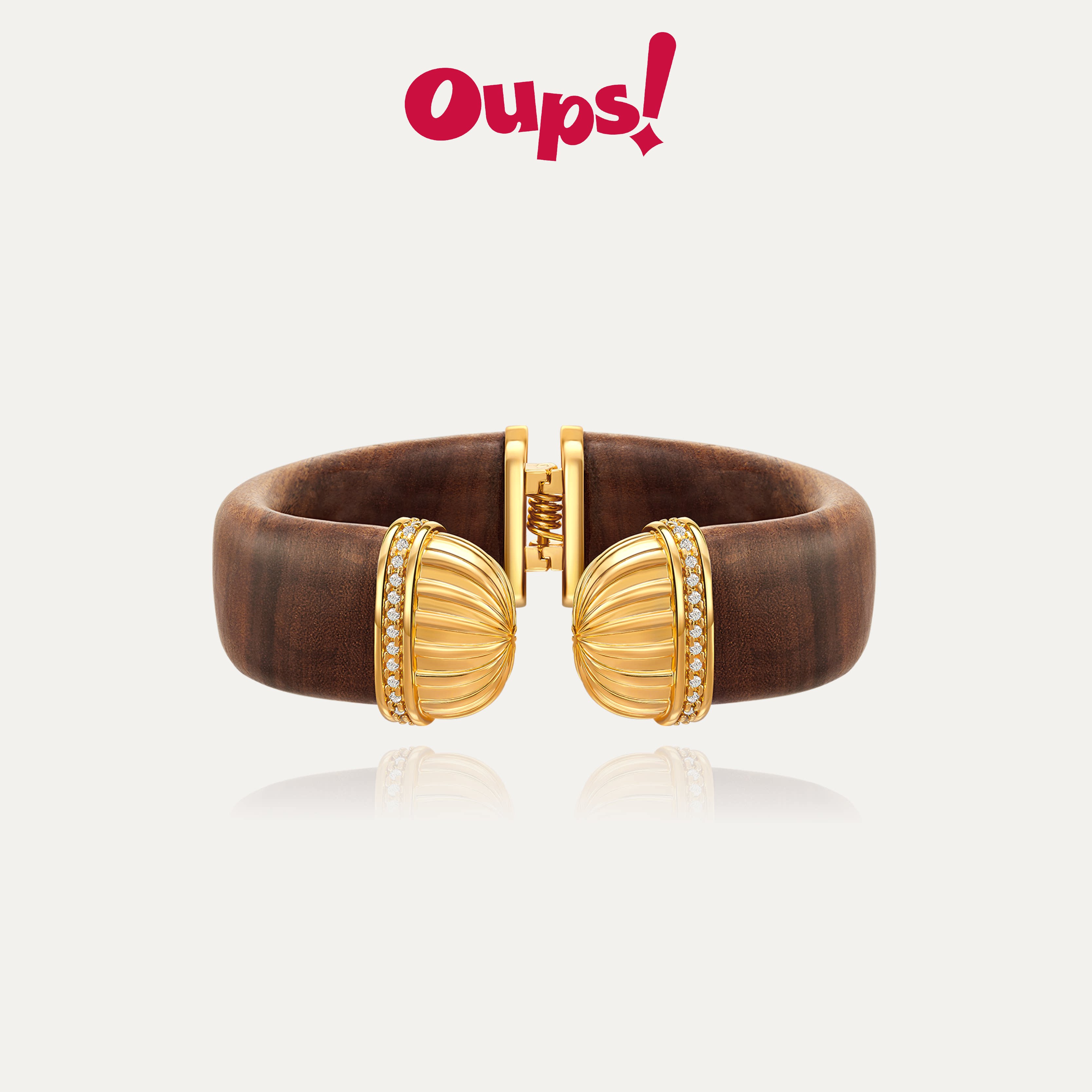 Oups辛芷蕾易梦玲同款塔尼之环手镯天然木材镶钻手环复古手饰原创